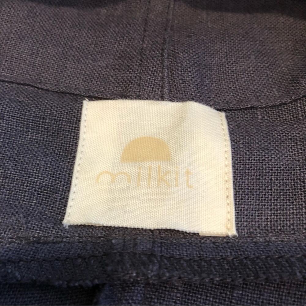 Milkit charcoal gray linen belted wrap nursing robe / cardigan size One Size - Picture 12 of 15